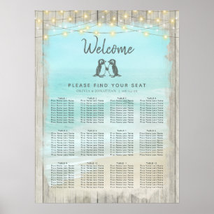 Rustic Beach Pinguïns Wedding Zitting Grafiek Poster