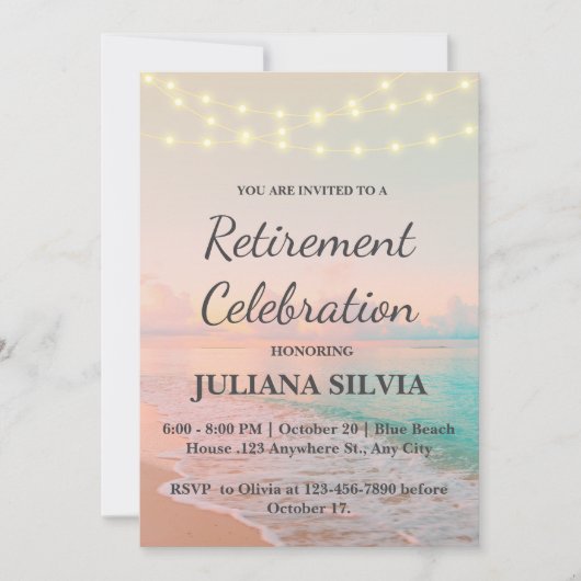 Rustic Beach Retirement Party Kaart (Voorkant)