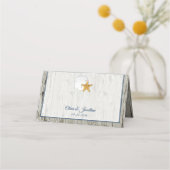 Rustic Beach Sand Dollar Driftwood Weddenschap Plaatskaartje (Achterkant)