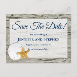Rustic Beach Sand Dollar Wedding Save the Date Aankondigingskaart