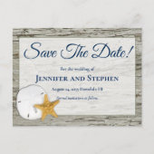 Rustic Beach Sand Dollar Wedding Save the Date Aankondigingskaart (Voorkant)