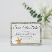 Rustic Beach Sand Dollar Wedding Save the Date Aankondigingskaart (Staand voorkant)