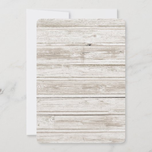 Rustic Beach Scene met Boat & Lighthouse Save The Date (Achterkant)