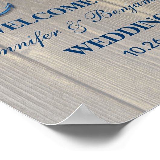 Rustic Beach Shell Navy Anchor Nautical Wedding Poster (Hoek)