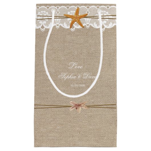 Rustic Beach Starfish Lace Wedding Custom Klein Cadeauzakje (Voorkant)