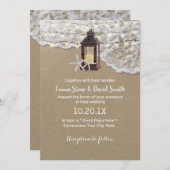 Rustic Beach Starfish Lantern Light Wedding Kaart (Voorkant / Achterkant)