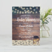 Rustic Beach Starfish Mason Jar Baby shower Kaart (Staand voorkant)