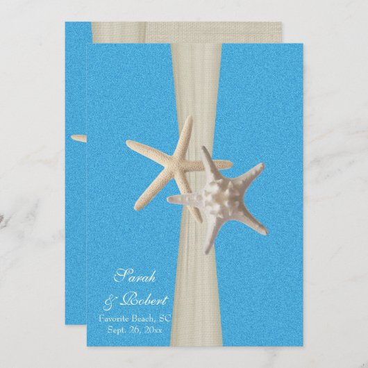 Rustic Beach Starfish Ocean Wave Wedding Kaart (Voorkant / Achterkant)