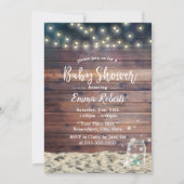Rustic Beach Starfish String Lights Baby shower Kaart (Voorkant)