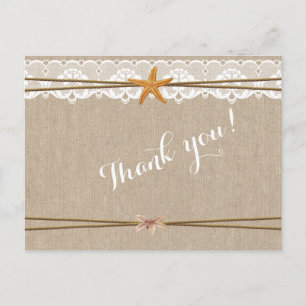 Rustic Beach Starfish Weddenschap Bedankt Briefkaart
