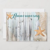 Rustic Beach Starfish Wedding Annoucement Kaart (Voorkant)
