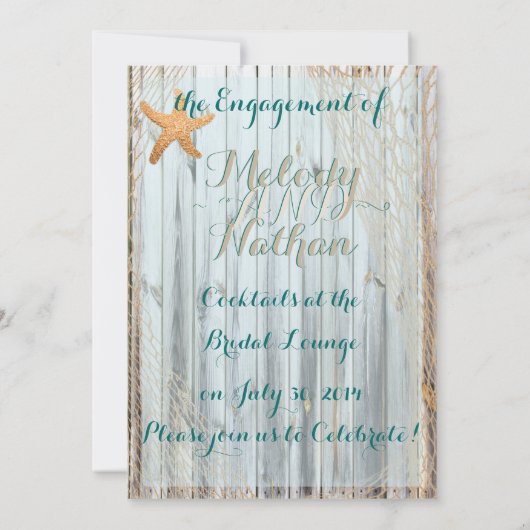 Rustic Beach Starfish Wedding Annoucement Kaart (Achterkant)