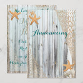 Rustic Beach Starfish Wedding Annoucement Kaart (Voorkant / Achterkant)