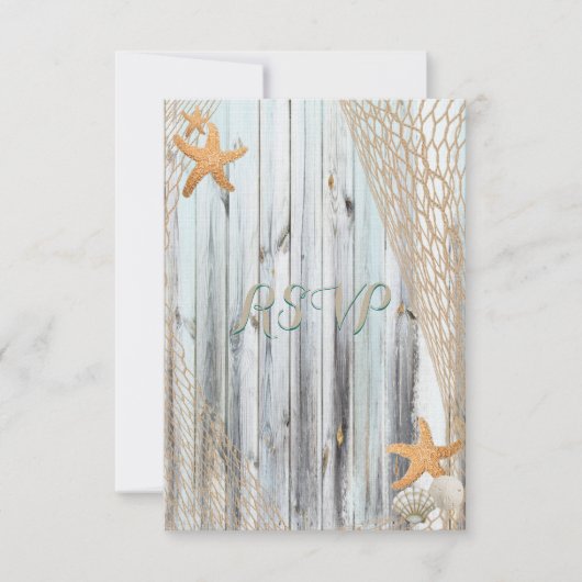 Rustic Beach Starfish Wedding RSVP (Voorkant)
