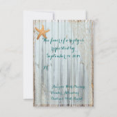 Rustic Beach Starfish Wedding RSVP Kaartje (Achterkant)