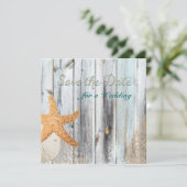 Rustic Beach Starfish Wedding Save the Date (Staand voorkant)