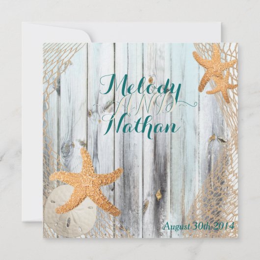 Rustic Beach Starfish Wedding Save the Date (Achterkant)