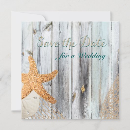 Rustic Beach Starfish Wedding Save the Date (Voorkant)