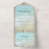 Rustic Beach String Lights Kusthuwelijk All In One Uitnodiging (Binnen)