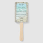 Rustic Beach String Lights Ocean Wedding Program Handwaaier (Achterkant)