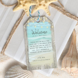 Rustic Beach String Lights Weddenschap Welkom Cadeaulabel