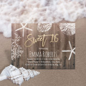 Rustic Beach Sweet 16 Starfish Seashells Birthday Kaart