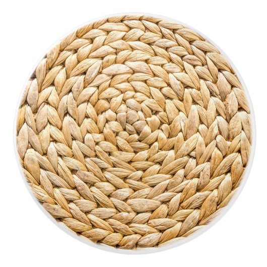 Rustic Beach Tropical Island Geweven Wicker Keramische Knop (Voorkant)