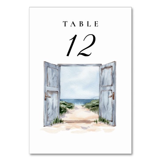 Rustic Beach Trouwtafel Nummer Kaart (Achterkant)