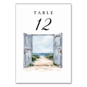 Rustic Beach Trouwtafel Nummer Kaart (Voorkant)
