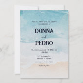 Rustic Beach Waterverf huwelijksuitnodiging Kaart (Voorkant)