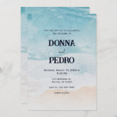 Rustic Beach Waterverf huwelijksuitnodiging Kaart (Voorkant / Achterkant)