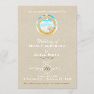 Rustic Beach Wedding Kraft Modern Elegant Kaart