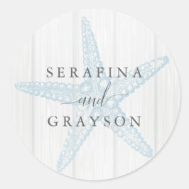 Rustic Beach Wedding Personalized Starfish Ronde Sticker