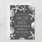 Rustic Beach Wedding Seashells Chalkboard Kaart (Voorkant)