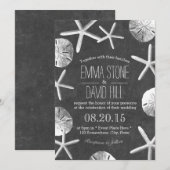 Rustic Beach Wedding Seashells Chalkboard Kaart (Voorkant / Achterkant)