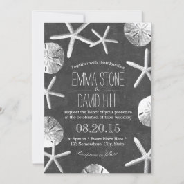 Rustic Beach Wedding  Seashells Chalkboard Kaart