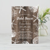 Rustic Beach Wedding Seashells Vrijgezellenfeest Kaart (Staand voorkant)