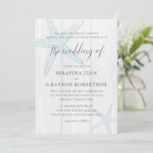 Rustic Beach Wedding Tropical Blue Starfish Invita Kaart (Staand voorkant)