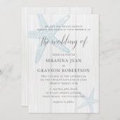 Rustic Beach Wedding Tropical Blue Starfish Invita Kaart (Voorkant / Achterkant)