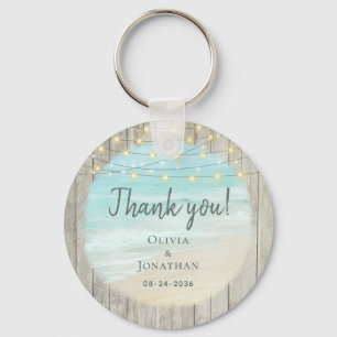 Rustic Beach Wood Coastal Wedding Favor Dank je Sleutelhanger