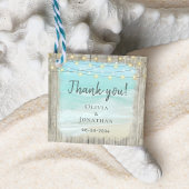 Rustic Beach Wood String Lights Kusthuwelijk Bedankjes Labels