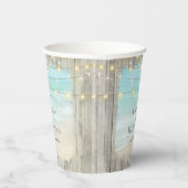 Rustic Beach Wood String Lights Kusthuwelijk Papieren Bekers (Rechts)