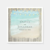 Rustic Beach Wood String Lights Waves Weddenschap Servet (Voorkant)