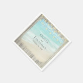 Rustic Beach Wood String Lights Waves Weddenschap Servet (Hoek)