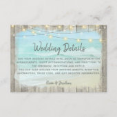 Rustic Beach Wood String Lights Wedding Details Informatiekaartje (Voorkant)