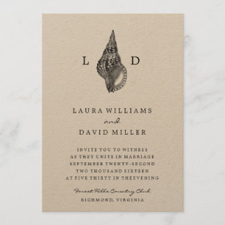 Rustic Beach Zee Shell Wedding Invitation Kaart