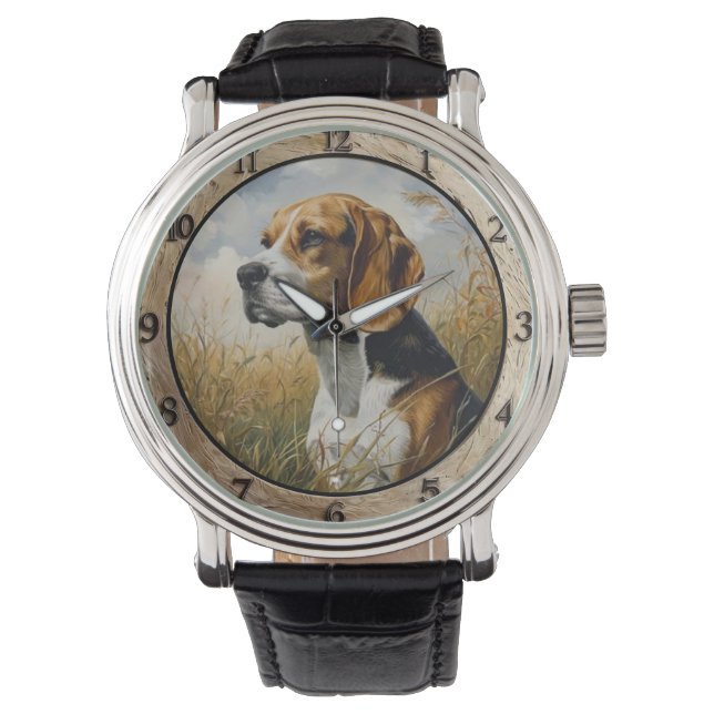 Rustic Beagle Dog  Horloge (Voorkant)