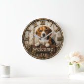 Rustic Beagle Welcome Farmhouse Grote Klok (Huis)