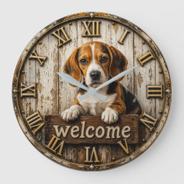Rustic Beagle Welcome Farmhouse Grote Klok