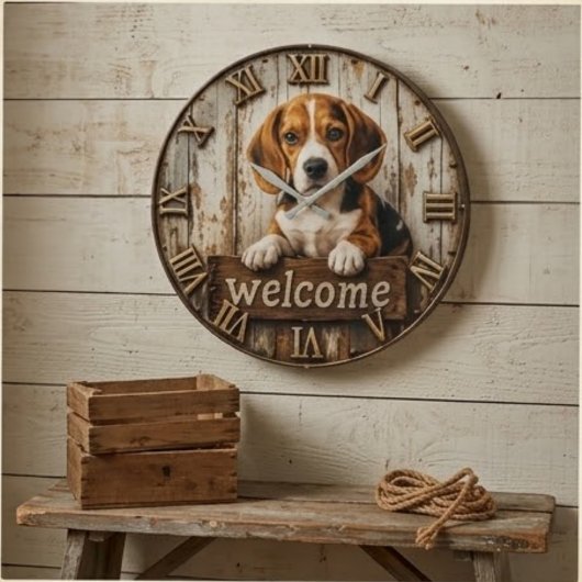 Rustic Beagle Welcome Farmhouse Grote Klok
